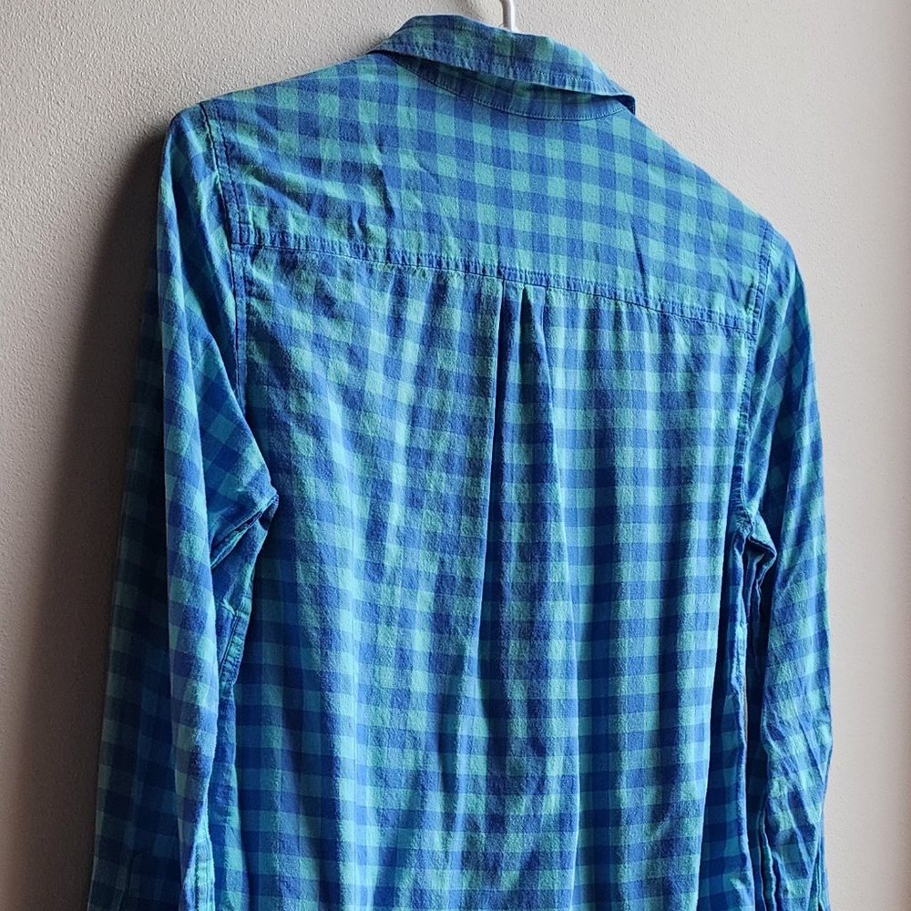 Vineyard Vines Blue Checked Half-Button Down Blou… - image 8